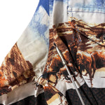 Load image into Gallery viewer, 🐂 Roper Western Cattle Print Pearl Snap Shirt – Blue – Size L
