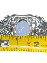 Load image into Gallery viewer, Western Floral Silver Tone Belt Buckle White Stone Women's Kids