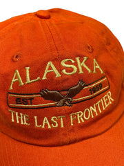 Load image into Gallery viewer, Royal Resortwear Alaska The Last Frontier Orange Dad Hat Adjustable Velcro