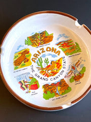 Load image into Gallery viewer, Vintage Arizona Grand Canyon State Ceramic Souvenir Ashtray Roadrunner Desert