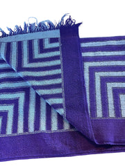 Load image into Gallery viewer, Vintage 1970s Yves Saint Laurent YSL Fieldcrest Purple Gray Geometric Bath Towel