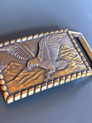 Load image into Gallery viewer, Vintage Brass Eagle Mountain Belt Buckle Western Americana 1970s 80s