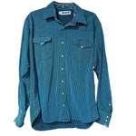 Load image into Gallery viewer, 💚 Drysdales Teal Stripe Pearl Snap Western Shirt – Size L
