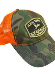 Load image into Gallery viewer, John Deere Camo Blaze Orange Mesh Trucker Hat Patch Snapback Hunting