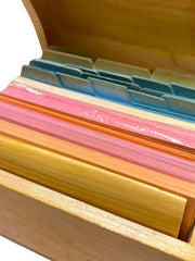 Load image into Gallery viewer, Vintage Dovetail Wood Recipe Box w/ New Cards &amp; Dividers Kitchen Organizer