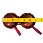 Load image into Gallery viewer, Vintage Brown Tan Ceramic Double Condiment Pot Set Lids Wood Handle Spoons
