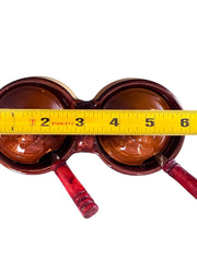 Load image into Gallery viewer, Vintage Brown Tan Ceramic Double Condiment Pot Set Lids Wood Handle Spoons