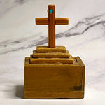 Load image into Gallery viewer, Vintage Wooden Rosary Box Crucifix Cross Sliding Lid Mini Beaded Rosary Catholic
