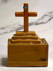 Load image into Gallery viewer, Vintage Wooden Rosary Box Crucifix Cross Sliding Lid Mini Beaded Rosary Catholic