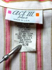 Load image into Gallery viewer, Vintage ACT III Plus Pink Tan Stripe Short Sleeve Button Up Shirt USA Made