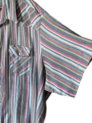 Load image into Gallery viewer, Vintage Wrangler Western Shirt 4XL? Pearl Snap Striped Workwear Distressed Worn