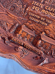 Load image into Gallery viewer, Vintage Lugene's Inc Iowa Souvenir Faux Wood Resin Bowl Wall Plaque 11.5"