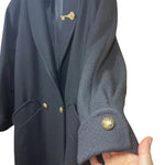 Load image into Gallery viewer, Karizma East Ltd Black Wool Long Coat Double Breasted | Made in USA Size 6 Small

