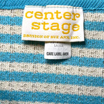 Load image into Gallery viewer, Vintage Center Stage Striped Knit Top Women’s L (Fits S/M) Blue &amp; White 70s–80s
