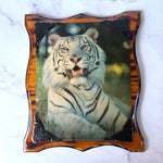Load image into Gallery viewer, Vintage Patrick Martin-Vegue White Tiger Wall Plaque Wood Frame Wildlife Art
