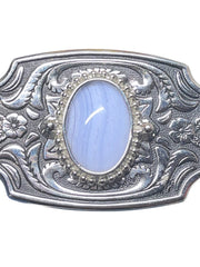 Load image into Gallery viewer, Western Floral Silver Tone Belt Buckle White Stone Women's Kids