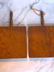 Load image into Gallery viewer, Vintage Butterfly Ceramic Tile Wood Trivets Wall Hangings Set of 2 1970s