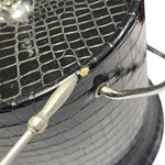 Load image into Gallery viewer, Vintage Faux Croc Black Ice Bucket | Mid-Century Barware | Vinyl Textured Cooler
