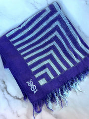 Load image into Gallery viewer, Vintage 1970s Yves Saint Laurent YSL Fieldcrest Purple Gray Geometric Bath Towel