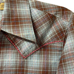 Load image into Gallery viewer, Vintage Wrangler Western Snap Shirt – Women’s M – Brown &amp; Blue Plaid w/ Pink Metallic Thread
