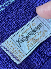 Load image into Gallery viewer, Vintage 1970s Yves Saint Laurent YSL Fieldcrest Purple Gray Geometric Bath Towel