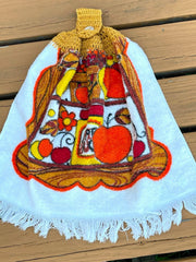 Load image into Gallery viewer, Vintage Hanging Kitchen Towel Crochet Top Autumn Harvest Apple Retro