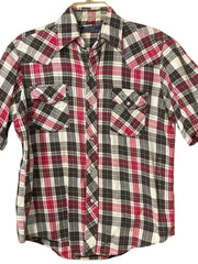 Load image into Gallery viewer, Vintage Lariat Plaid Pearl Snap Shirt Western Short Sleeve Cotton Shirt Men’s M