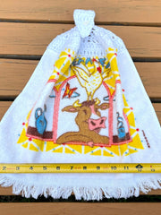 Load image into Gallery viewer, Vintage Cannon Breakfast Farm Cow Chicken Crochet Hanging Kitchen Towel USA