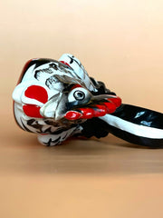Load image into Gallery viewer, Vintage 1950s Japan Ceramic Rooster Figurine Red Black White MCM 6.75"