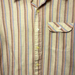 Load image into Gallery viewer, Vintage Contour Fitted Stripe Shirt – Earth Tones, Retro Summer Button-Up (M)
