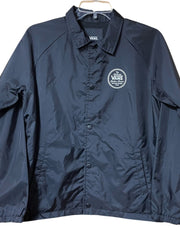Load image into Gallery viewer, Vans Coaches Jacket Youth Large Black Snap Front Windbreaker Streetwear