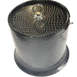 Load image into Gallery viewer, Vintage Faux Croc Black Ice Bucket | Mid-Century Barware | Vinyl Textured Cooler

