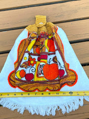 Load image into Gallery viewer, Vintage Hanging Kitchen Towel Crochet Top Autumn Harvest Apple Retro