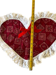 Load image into Gallery viewer, 4pc Handmade Reversible Heart Placemats Red Bandana Fall Fabric Cottage