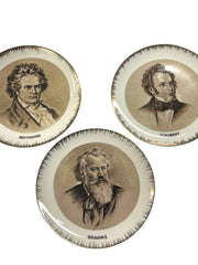 Load image into Gallery viewer, Vintage Composer Portrait Plates Set of 3 Beethoven Schubert Brahms Japan 8.25”
