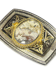 Load image into Gallery viewer, Vintage Western Belt Buckle w/ Genuine Jasper Stone | EVC | 3.5” x 2.5”