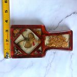 Load image into Gallery viewer, Vintage Lucite Style Butterfly Spoon Rest Dried Flowers Seeds Red 1970s
