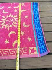 Load image into Gallery viewer, Vintage Celestial Sun Moon Stars Double Sided Beach Towel Red Yellow 27x54