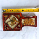 Load image into Gallery viewer, Vintage Lucite Style Butterfly Spoon Rest Dried Flowers Seeds Red 1970s
