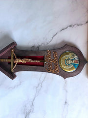 Load image into Gallery viewer, Vintage Italy God Bless Our Home Crucifix Madonna Plastic Wall Plaque 9"
