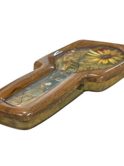 Load image into Gallery viewer, Vintage Lucite Style Pressed Flower Spoon Rest Ladybug Faux Wood Handmade
