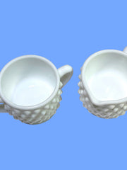 Load image into Gallery viewer, Vintage Fenton White Milk Glass Hobnail Mini Creamer &amp; Sugar Bowl Set