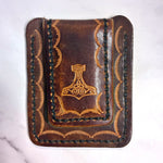 Load image into Gallery viewer, Harley-Davidson Tooled Leather Magnetic Money Clip Card Holder Belt Clip Biker
