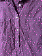 Load image into Gallery viewer, Textured Button Shirt – Women’s M – Plum w/ Pink Swiss Dot
