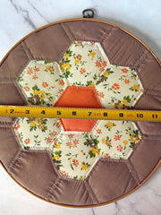 Load image into Gallery viewer, Vintage Grandmother’s Flower Garden Quilt Hoop Wall Art Floral 12"