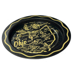 Load image into Gallery viewer, Vintage Ohio Souvenir Metal Tray Black Gold State Map Mini Change Tray 3.5 Inch
