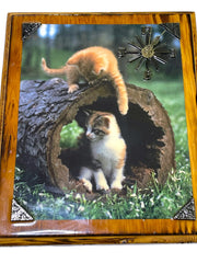 Load image into Gallery viewer, Vintage Kitten Cat Wooden Wall Clock Plaque 12x10 Nonworking Quartz
