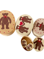 Load image into Gallery viewer, Vintage 10pc Wooden Teddy Bear Nesting Boxes Hand Painted Taiwan