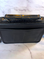 Load image into Gallery viewer, Black Western Crossbody Purse Heart Concho Silver Tone Braided Strap