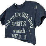 Load image into Gallery viewer, Hand-Cropped Distressed Meili Spirits Tee – Crackle Ink, Size S
